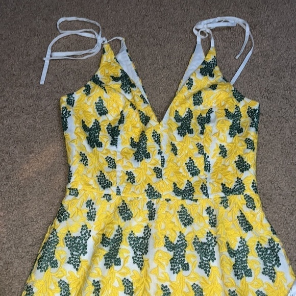 Dress the Population Sunny Floral Embroidery Tiered Dress Canary Yellow Small - Picture 5 of 12